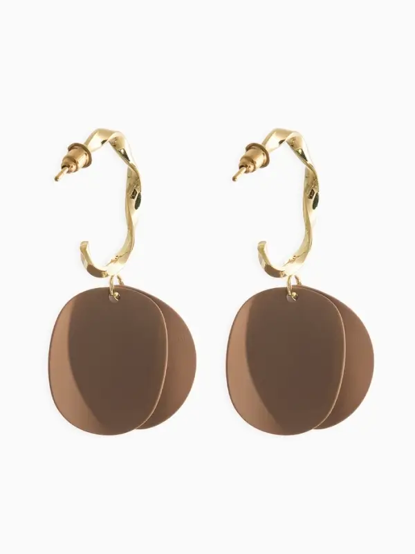 Серьги &laquo;Лепесточки на кольце&raquo;, коричневые в золоте