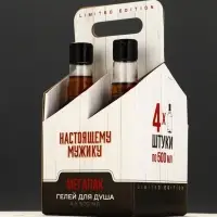 Набор "Настоящему мужику", 4 геля для душа во флаконах виски по 500 мл