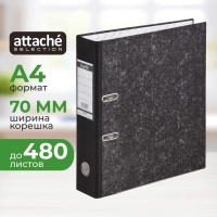 Папка-регистратор мрамор 70мм,черн,бум/бум,карм.кор.,мет.уг