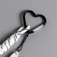 Брелок на карабине кожзам, текстиль "Зайчик с косынкой" чёрно-белый, с узлом 22,5х7х1,7 см   1090446