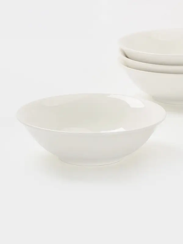 Тарелки глубокие Доляна White Label, набор 4 шт., 500 мл, фарфор, белые