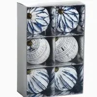 Набор шаров пластик d-8 см, 6 шт "Вестон" геометрия, бело-синий