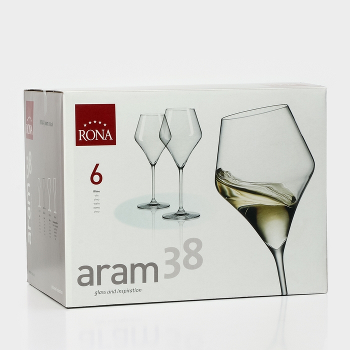 Набор бокалов для вина ARAM, 380 мл, хрустальное стекло, 6 шт Набор бокалов для вина ARAM, 380 мл, хрустальное стекло, 6 шт