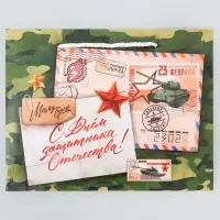 Пакет подарочный ламинированный, упаковка, «С 23 февраля», MS 23 х 18 х 8 см