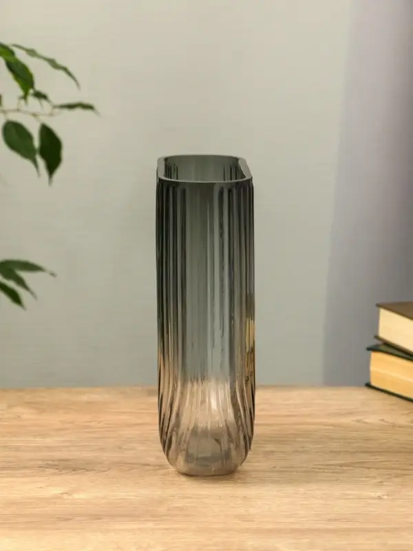 Ваза стекло настольная  Ваза стекло настольная "Айрис" 23,5х17х7 см, серый