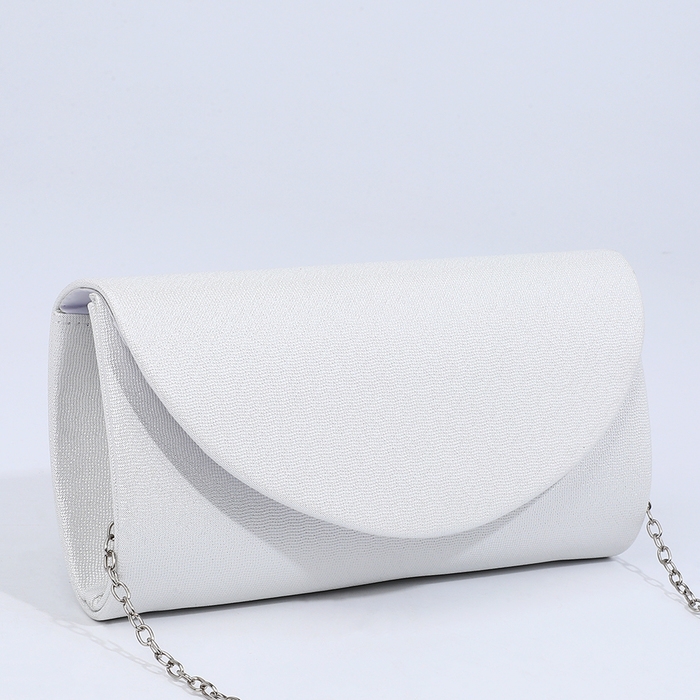 Сумка-клатч на магните, длинная цепь, цвет белый