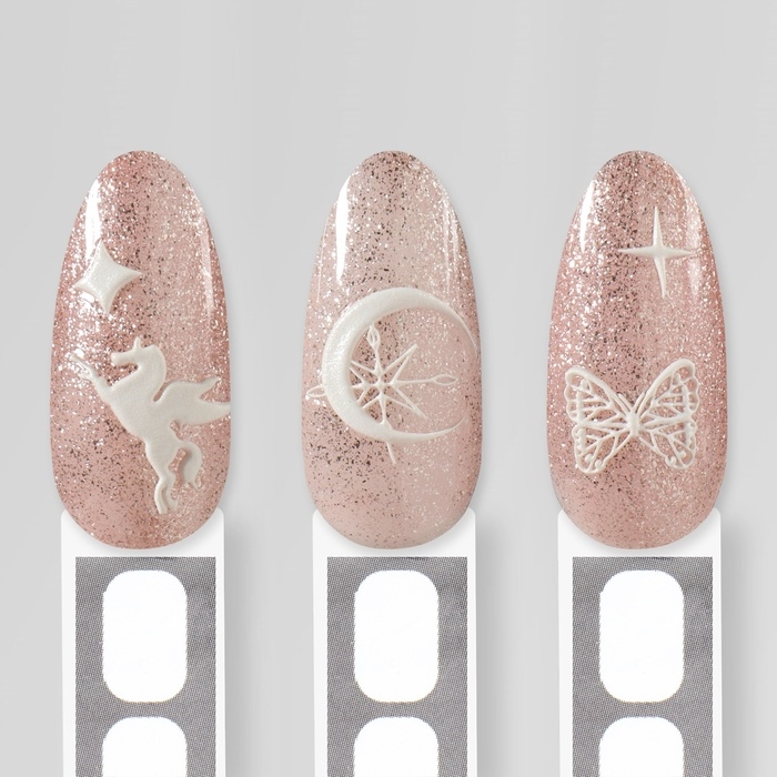 Наклейки для ногтей «Волшебство пегаса», объёмные, цвет белый Наклейки для ногтей «Волшебство пегаса», объёмные, цвет белый
