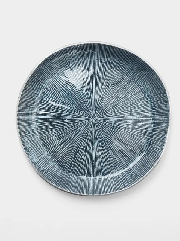 Блюдо, 33.5&times;33&times;3 см, алюминий, синее