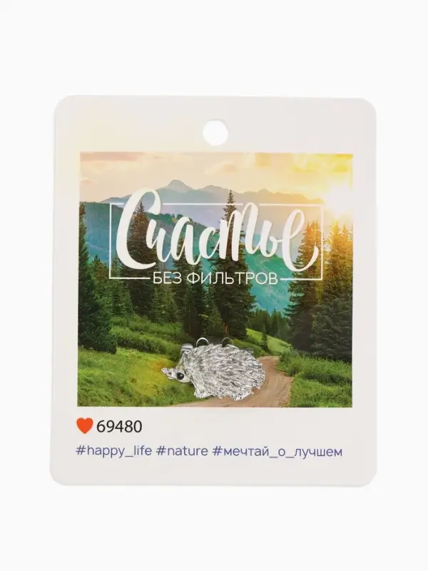 Брошь &laquo;Ёжик&raquo; счастье, цвет серебра