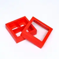 Коробка для 4 конфеты, алый, 12.5&times;12.5&times;3.5 см Кондитерская упаковка