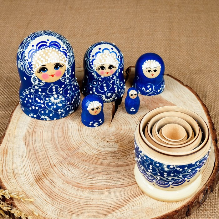 Матрёшка «Гжель», высокая, 5 кукольная, люкс Матрёшка «Гжель», высокая, 5 кукольная, люкс