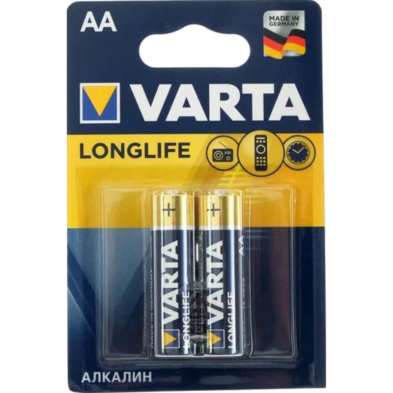 Батарейка Varta LONGLIFE LR6 AA 2шт/бл Alkaline 1.5V (4106) (4106101412)