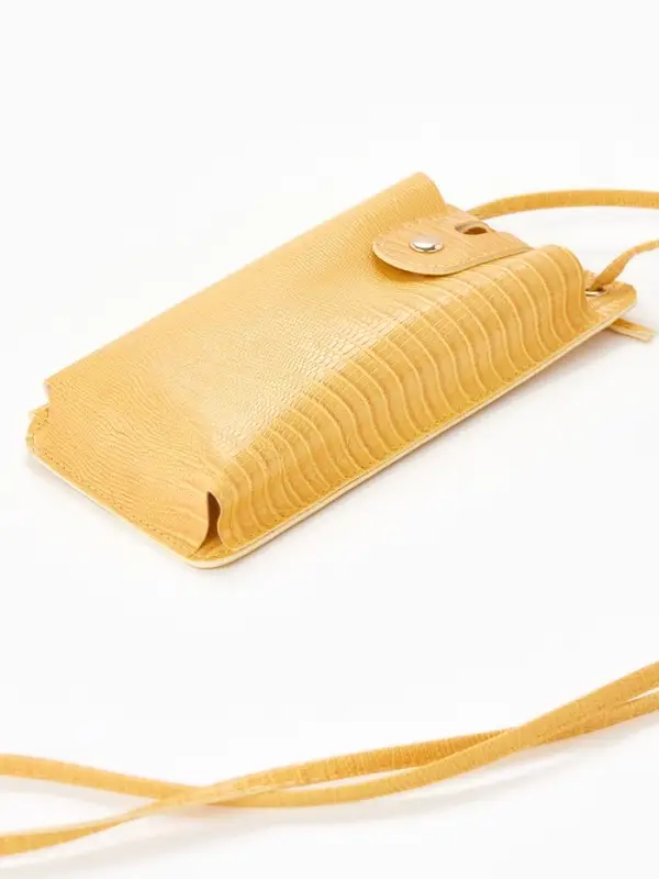 Сумка на магните, с длинным ремнём, однотонная, 10&times;2.5&times;20 см, жёлтая