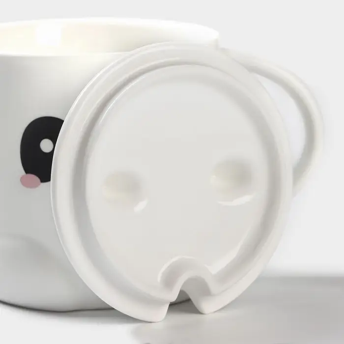 Кружка с ложкой &laquo;Панда&raquo;, 350 мл, керамика, белая