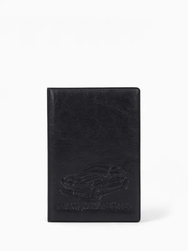 Обложка для автодокументов, с тиснением, 9.5&times;0.5&times;13.5 см, чёрная