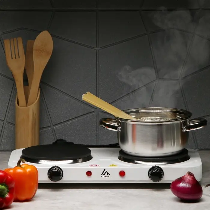 Плитка электрическая LHP-005, 2 конфорки, 2000 Вт, нагреватель диск, белая