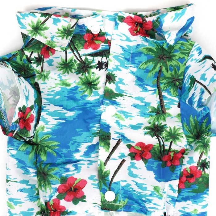 Рубашка для собак  Рубашка для собак "Тропики", M (ДС 26, ОГ 34, ОШ 25 см), голубая