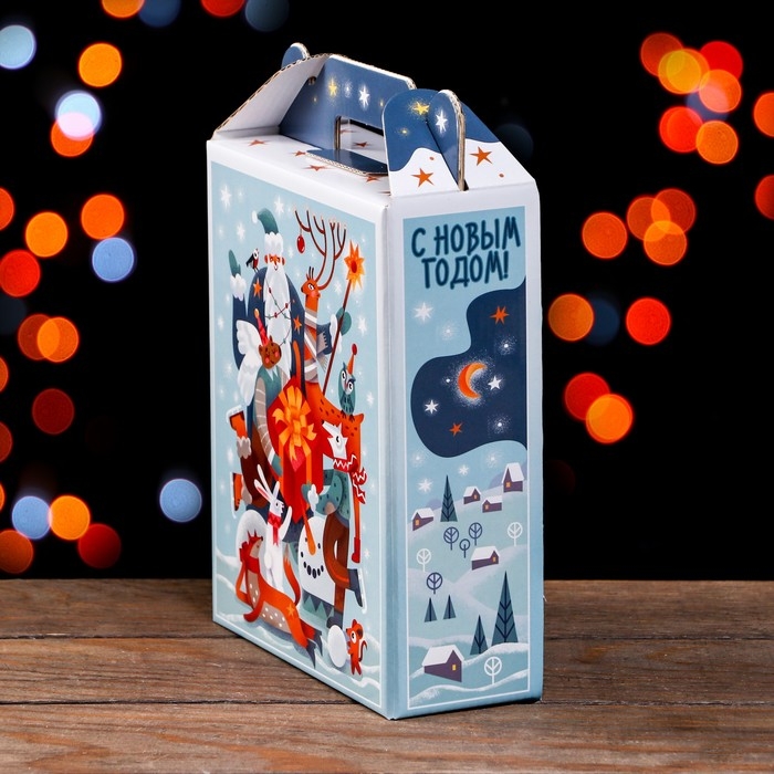 Подарочная коробка Подарочная коробка "Фантазия" в зеленом 16,8 х 7 х 25 см. Новый год