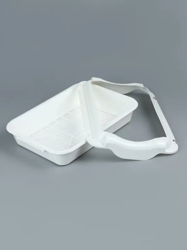 Туалет средний с бортом и сеткой 36&times;26&times;9 см, лоток+сетка+борт белый