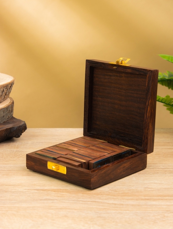 Настольная игра  Настольная игра "Домино" 18,5х7,5х4 см, дерево шишам, латунь