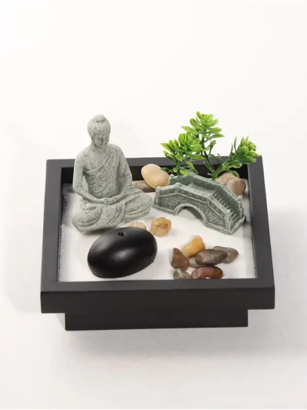 Сад камней &laquo;Будда и каменый мост&raquo;, с подставкой для благовоний, 12.5&times;12.5&times;7 см