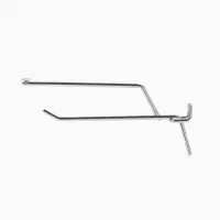 Крючок одинарный с цен. для перф панели, d=5 мм, L=15 см, шаг 50 мм, цвет хром (фас. 10шт)