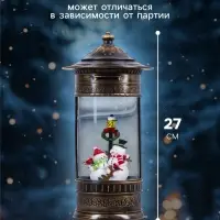 Светодиодная фигура &laquo;Фонарь со снеговиками&raquo; 14&times;27&times;14 см, пластик, от батареек ААх3, USB, свечение тёплое белое