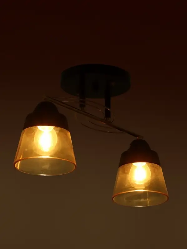 Люстра потолочная BayerLux &laquo;Кансе&raquo;, 2хЕ27, 40 Вт, черно-золотой, 41&times;15&times;23 см