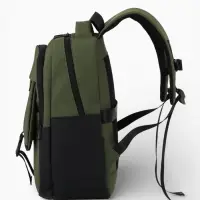 Рюкзак, 27*13*38,5 см, 2 отд 4н/карм, Комби, Водонепрон. дно, зеленый/черн