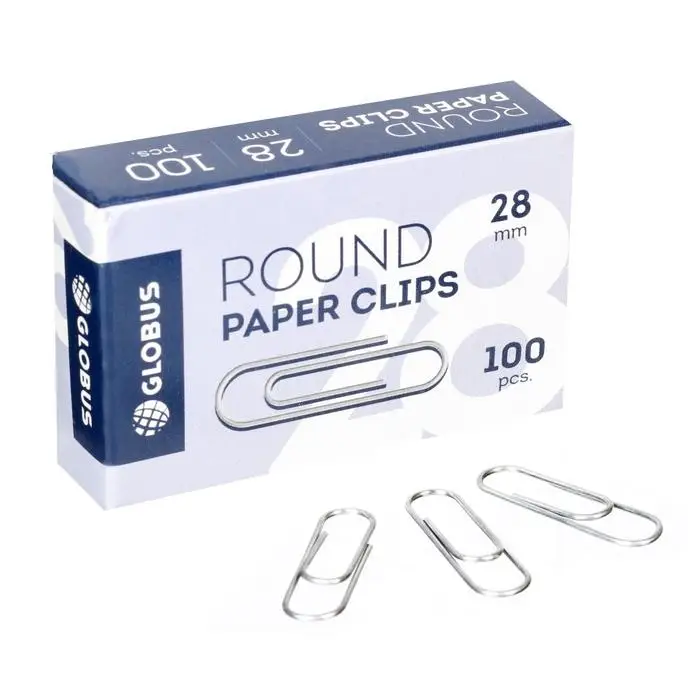 Скрепки канцелярские GLOBUS, 28 мм, 100 шт., без покрытия Скрепки канцелярские GLOBUS, 28 мм, 100 шт., без покрытия