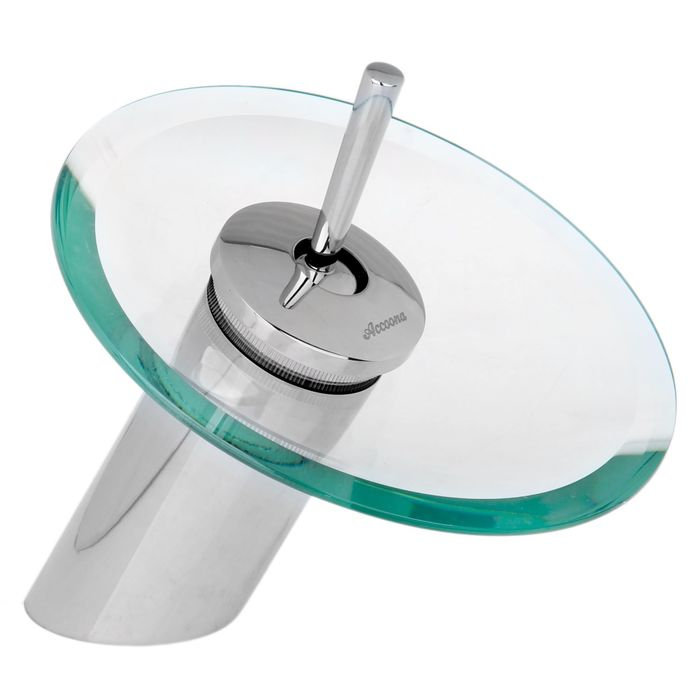 Смеситель для раковины Accoona A9090, однорычажный, водопад, стекло, хром Смеситель для раковины Accoona A9090, однорычажный, водопад, стекло, хром