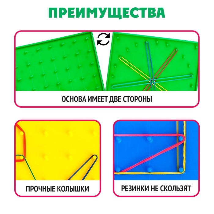 Геоборд двусторонний «Кто что ест?» со сменными картинками и резиночками Геоборд двусторонний «Кто что ест?» со сменными картинками и резиночками