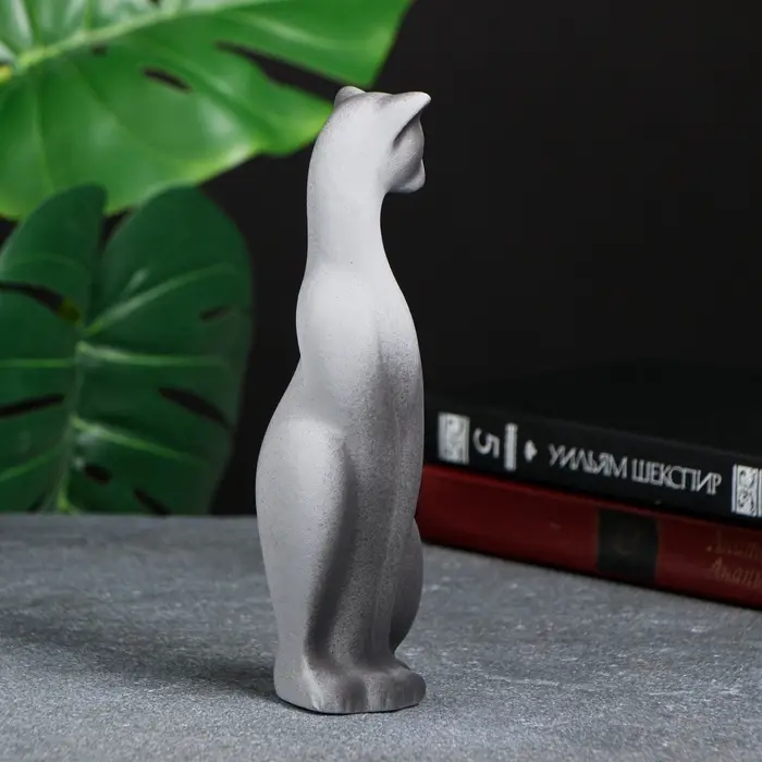 Фигурка керамика &laquo;Кошка Багира наклоненная&raquo;, серо-чёрный, 4&times;5&times;20 см
