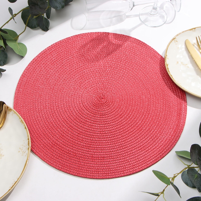 Салфетка сервировочная Доляна "Классика", цв.бордо, d 38см