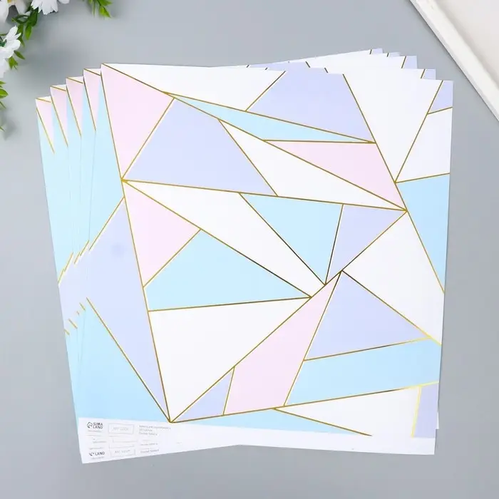 Бумага для скрапбукинга золото Бумага для скрапбукинга золото "Треугольники" плотность 180 гр 30,5х32 см