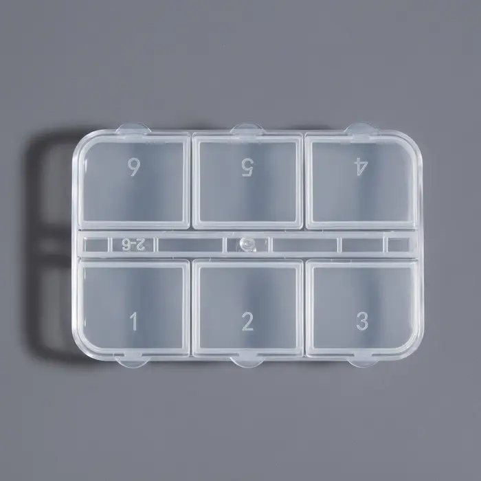 Органайзер для хранения мелочей, 6 ячеек, 5.3×7.5×1.3 см, прозрачный Органайзер для хранения мелочей, 6 ячеек, 5.3×7.5×1.3 см, прозрачный