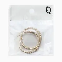 Серьги-кольца со стразами d=3.5 см, белые в золоте