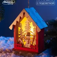 Ёлочная игрушка &laquo;Снеговичок&raquo; 12&times;10 см, подвеска, от батареек AG10&times;3, свечение тёплое белое