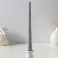 Набор свечей витых 25 см, 3 шт., 57 г, 5 ч, серый