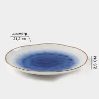 Тарелка Доляна &laquo;Космос&raquo;, d=21.2 см, фарфор, белая, синяя