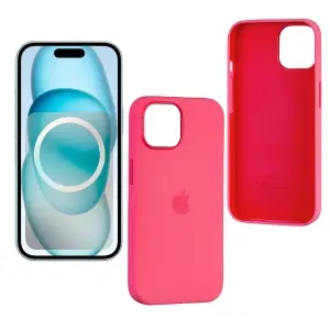 Чехол для iPhone 15 Plus Silicone Case 100% ORG (MagSafe + анимация NFC) c LOGO Pink