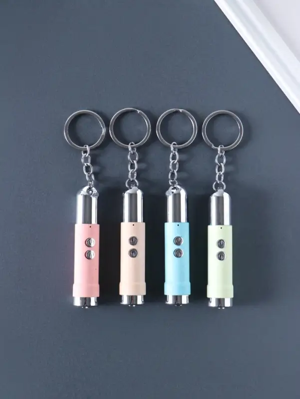 Фонарик-лазер брелок для ключей на кольце "Пастель" USB 4 режима МИКС 1,7х1,7х8 см