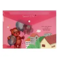 Папка-конверт на кнопке, А4, 180 мкм, "Мишка", МИКС