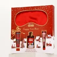 Подарочный набор новогодний: гель для душа, крем для рук, бальзам для губ, маска для сна, URAL LAB Подарочный набор новогодний: гель для душа, крем для рук, бальзам для губ, маска для сна, URAL LAB