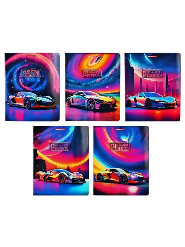 Тетрадь 48 листов, в клетку, Neon Drive, мелованный картон, МИКС Тетрадь 48 листов, в клетку, Neon Drive, мелованный картон, МИКС