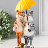 Фигурка полистоун лак &laquo;Котики. Прогулка под зонтом&raquo;, 21.5&times;10&times;11.2 см