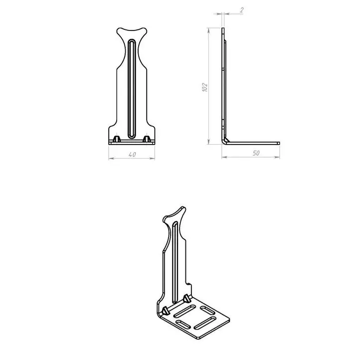 Кронштейн ТУНДРА, для радиатора 3-сторонний полимер, 1 шт.
