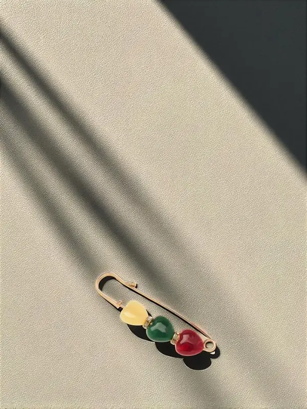 Булавка &laquo;Сердечки&raquo;, 7 см, цветная в золоте