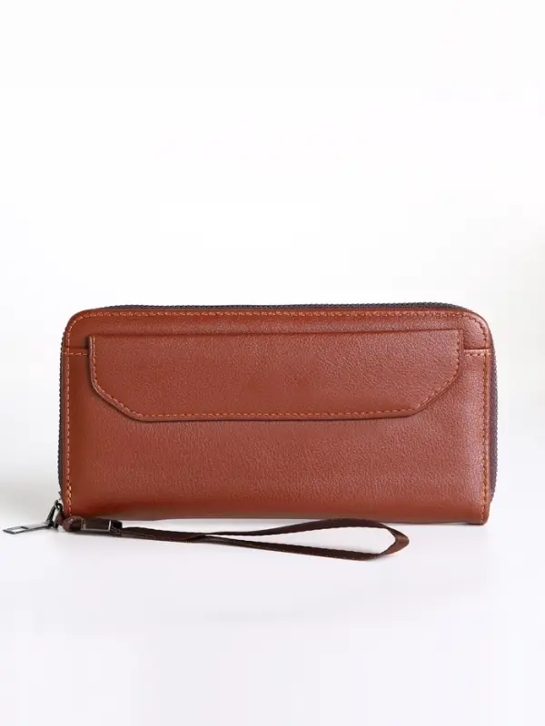 Портмоне-клатч мужской на молнии, рыжее
