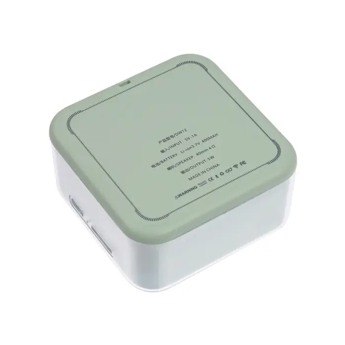 Портативная колонка DW12, 5 Вт, прозрачная, 400 мАч, зелёная